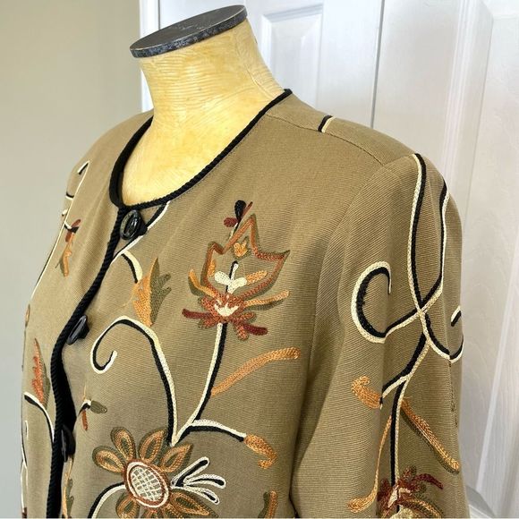 Unique Artisan hand made Embroidered Jacket Tan - Picture 4 of 9